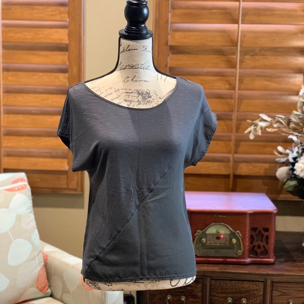Gray silk and cotton Tee
